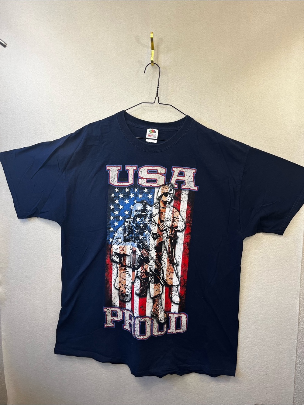 Fruit of the Loom Navy Blue USA Proud Graphic Tee